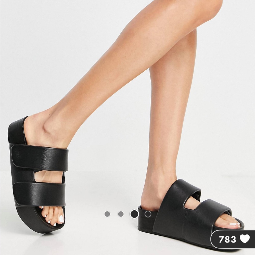 Frozen premium padded mule sandals in black with adjustable velcro straps. NWOT. - Picture 3 of 4